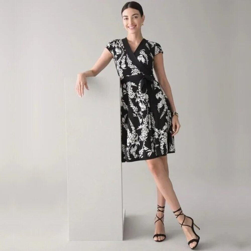 2/$30 White House Black Market Floral Print Wrap Dress Sashed 2 #A0702